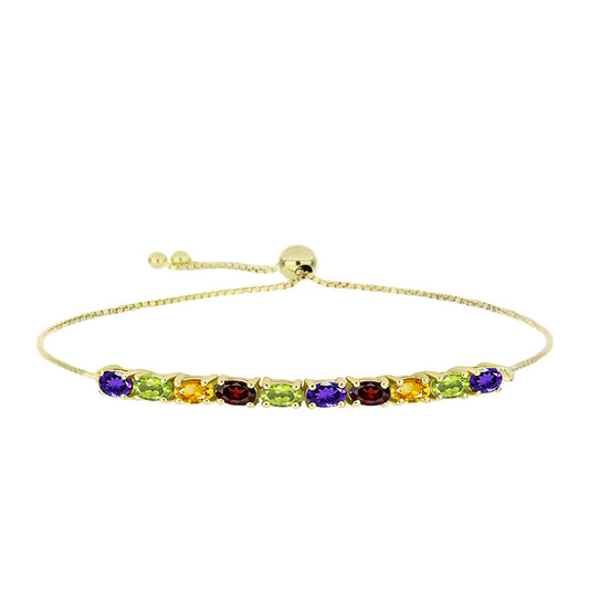 Goldplattiertes Silberarmband mit marokkanischem Amethyst und Zitrin aus dem Ural