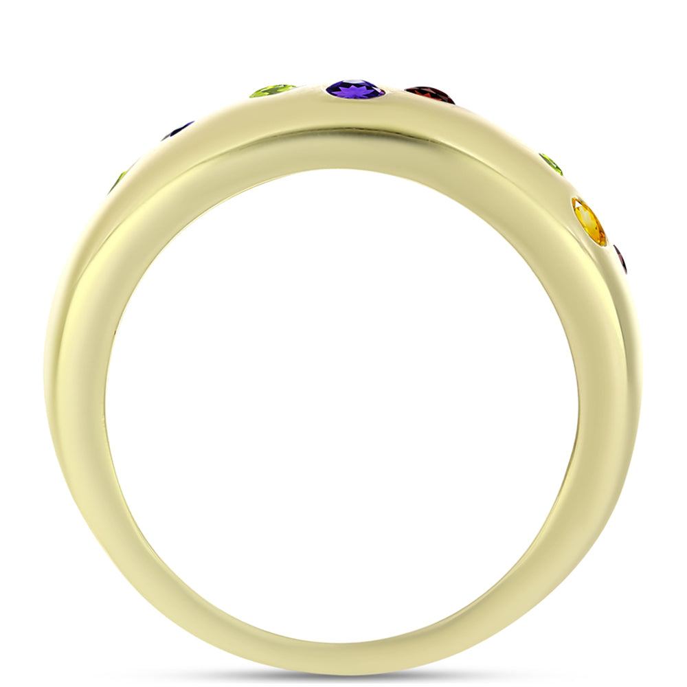 Goldplattierter Silberring mit marokkanischem Amethyst und Zitrin aus dem Ural