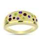 Goldplattierter Silberring mit marokkanischem Amethyst und Zitrin aus dem Ural