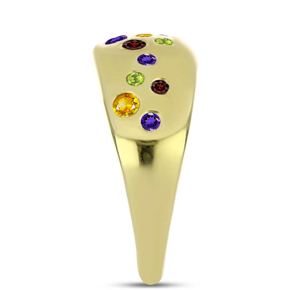 Goldplattierter Silberring mit marokkanischem Amethyst und Zitrin aus dem Ural