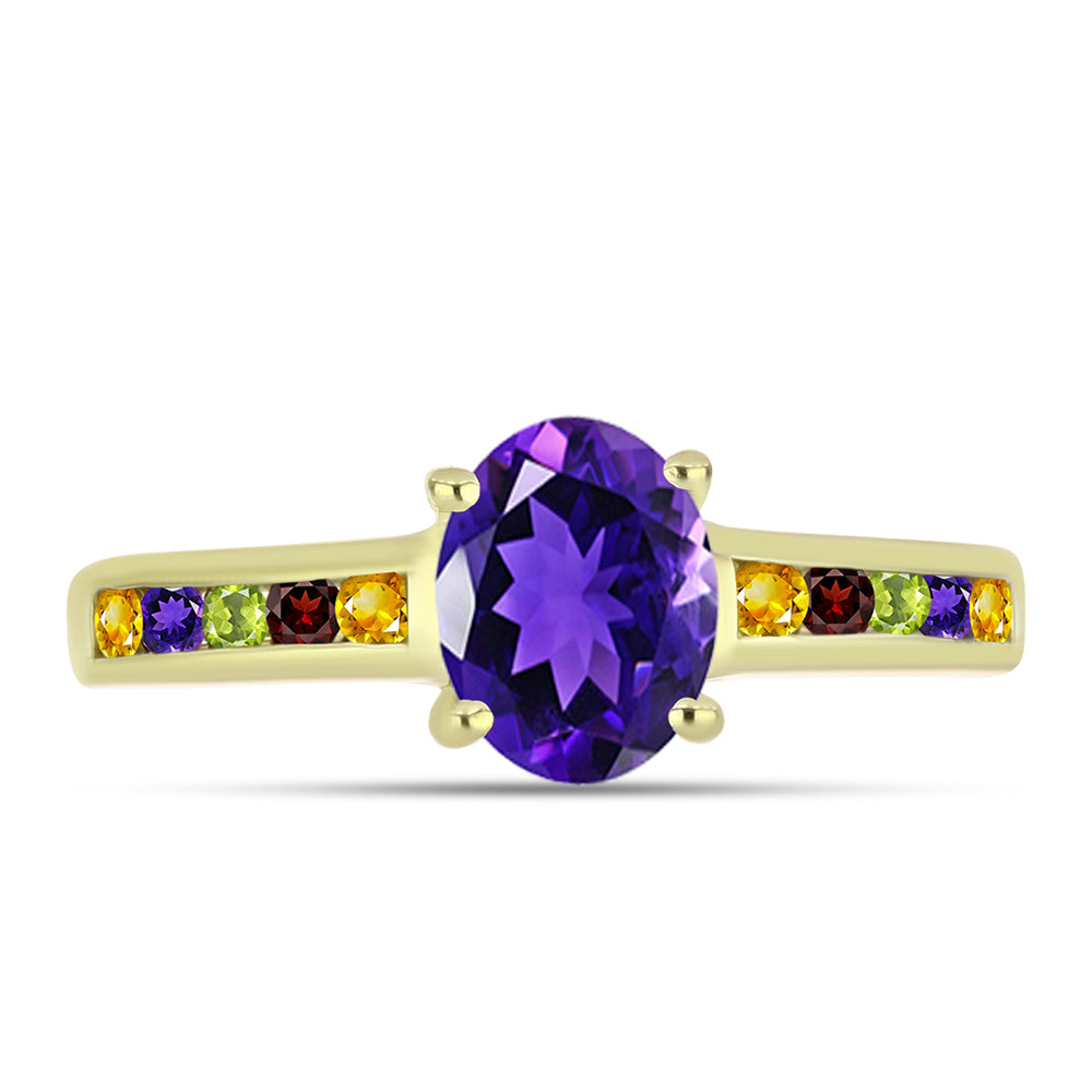Goldplattierter Silberring mit marokkanischem Amethyst