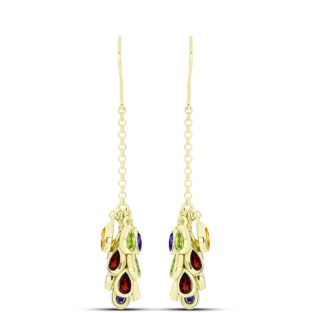 Goldplattierte Silberohrringe mit marokkanischem Amethyst und Zitrin aus dem Ural 1 