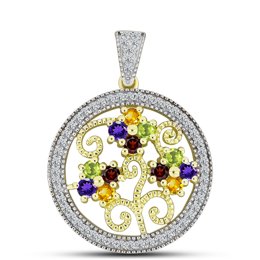 Goldplattierter Silberanhänger mit marokkanischem Amethyst und Zitrin aus dem Ural 1 