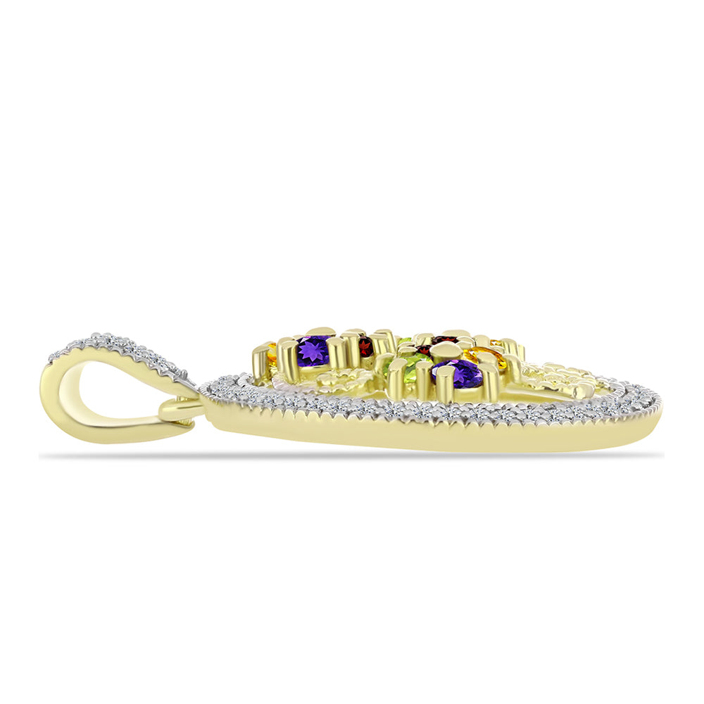 Goldplattierter Silberanhänger mit marokkanischem Amethyst und Zitrin aus dem Ural