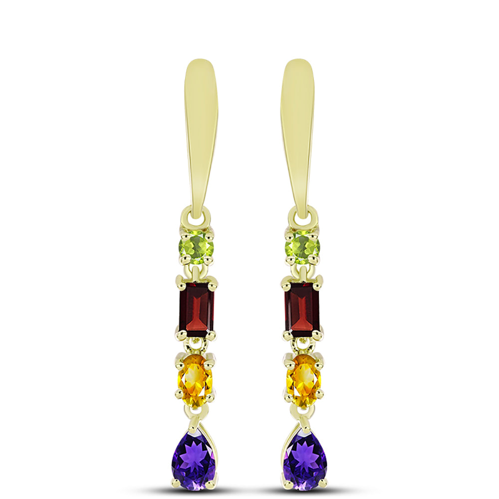 Goldplattierte Silberohrringe mit marokkanischem Amethyst und Zitrin aus dem Ural