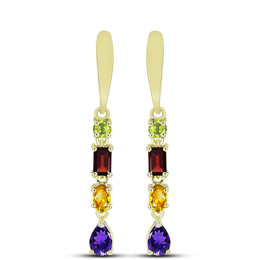 Goldplattierte Silberohrringe mit marokkanischem Amethyst und Zitrin aus dem Ural