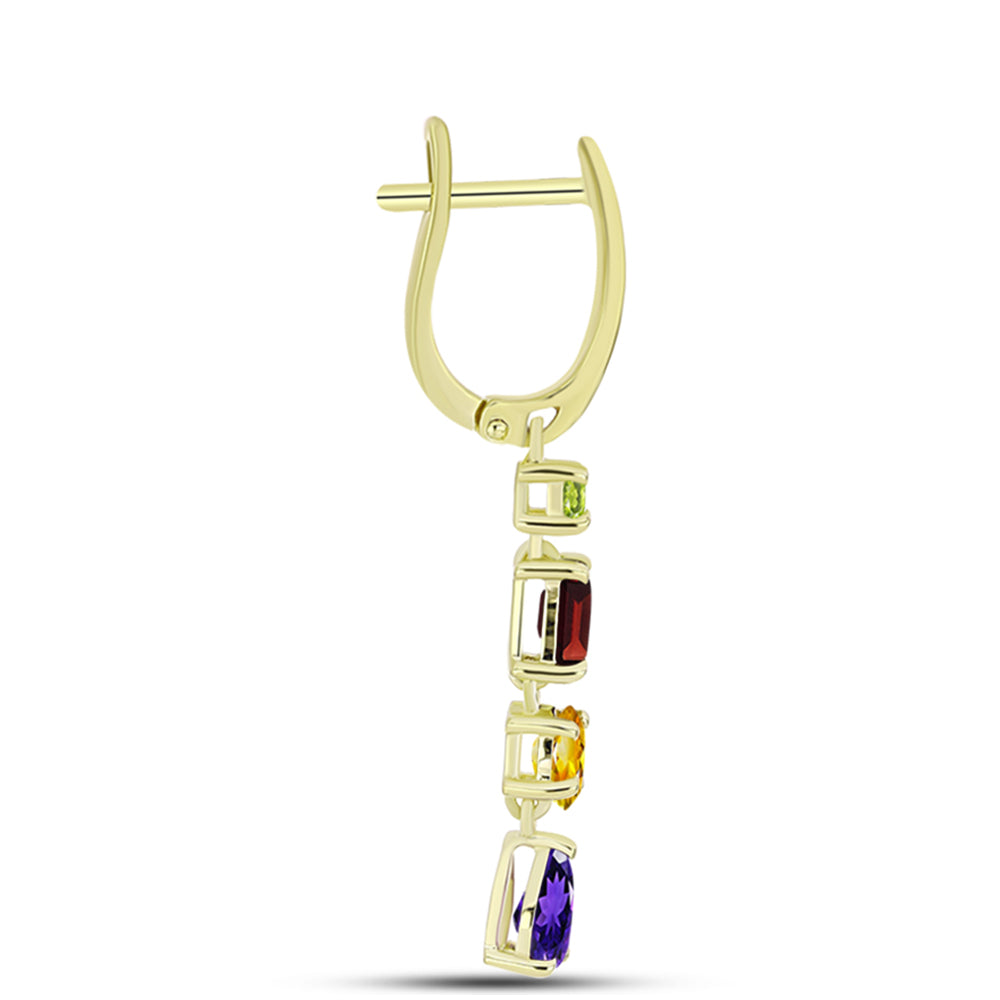 Goldplattierte Silberohrringe mit marokkanischem Amethyst und Zitrin aus dem Ural 2 