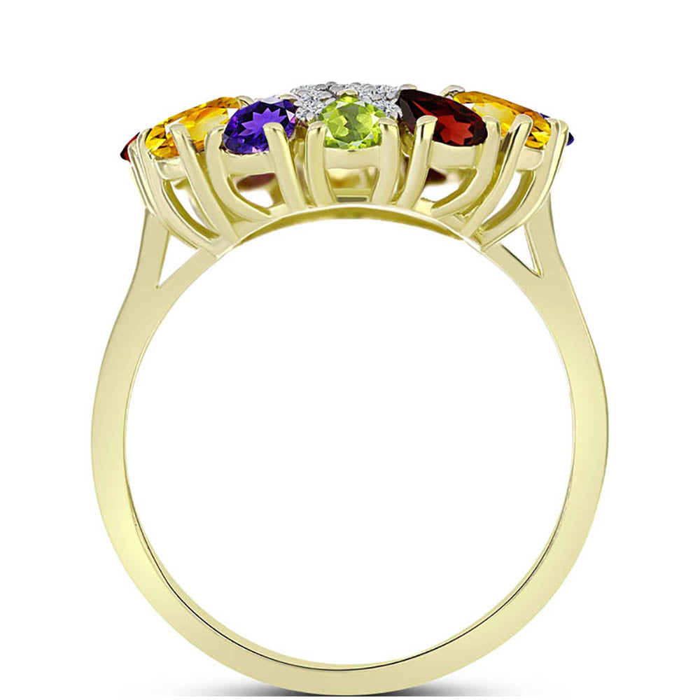 Goldplattierter Silberring mit marokkanischem Amethyst und Zitrin aus dem Ural