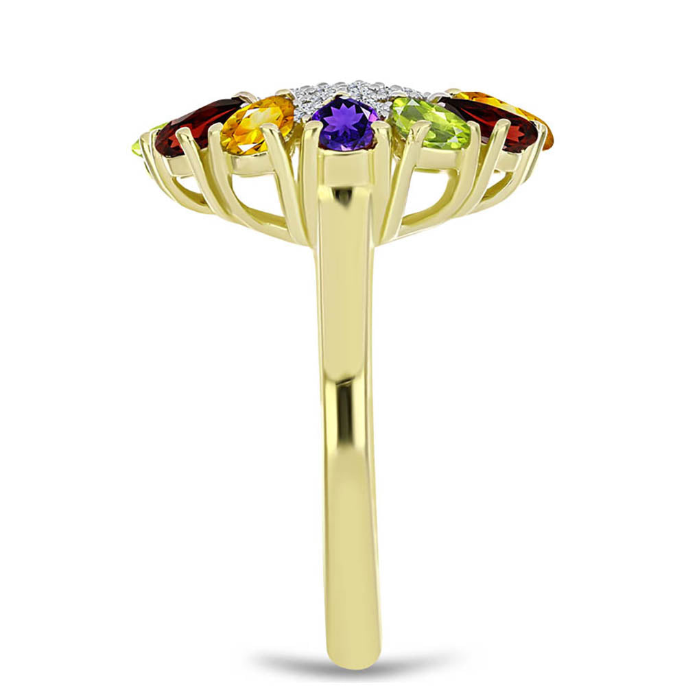 Goldplattierter Silberring mit marokkanischem Amethyst und Zitrin aus dem Ural 4 