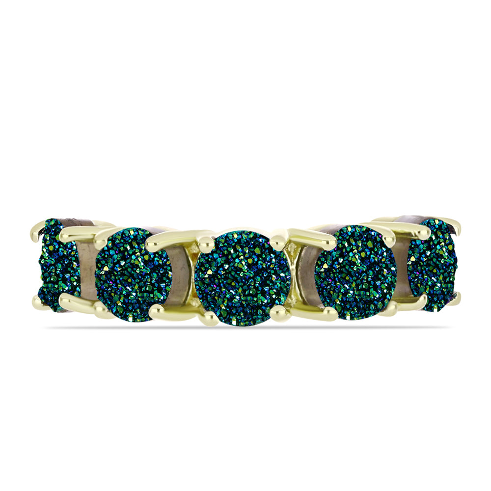 Goldplattierter Silberring mit grüner Druse