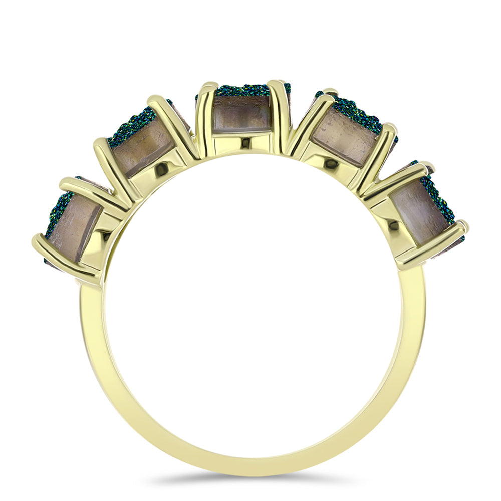 Goldplattierter Silberring mit grüner Druse 2 