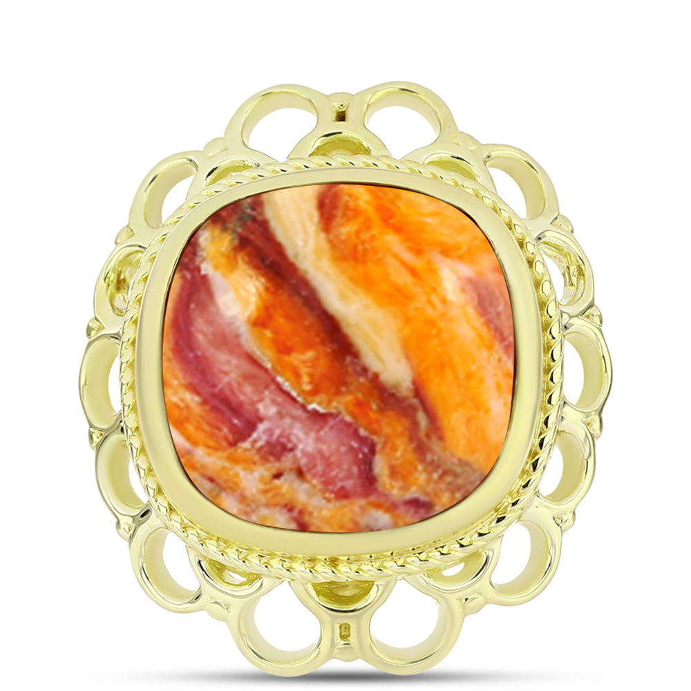 Goldplattierter Silberring mit Löwenpfoten-Jaspis 1 