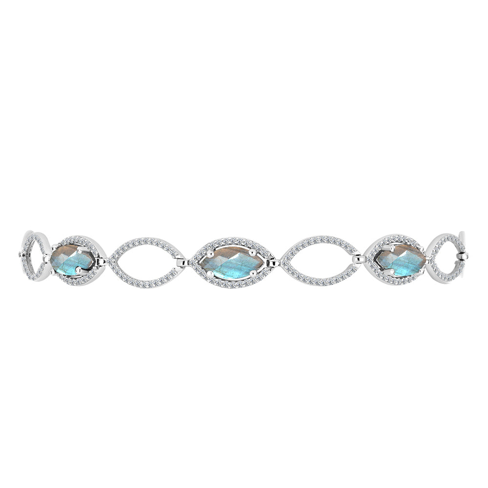 Silberarmband mit Labradorit und weißem Topas 1 