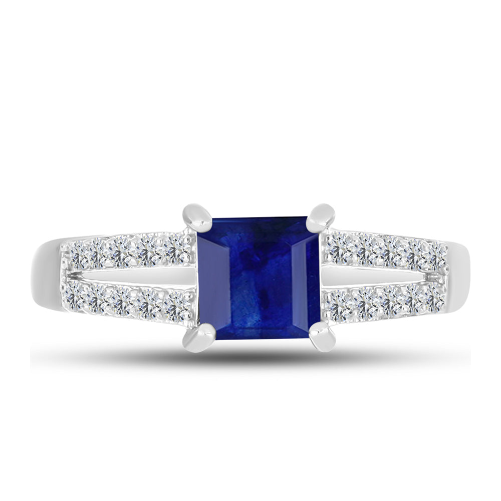 Silberring mit australischem blauem Saphir und weißem Topas 1 