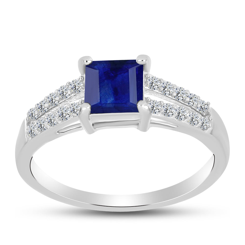 Silberring mit australischem blauem Saphir und weißem Topas