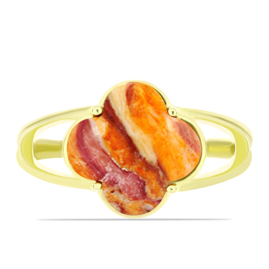 Goldplattierter Silberring mit Löwenpfoten-Jaspis