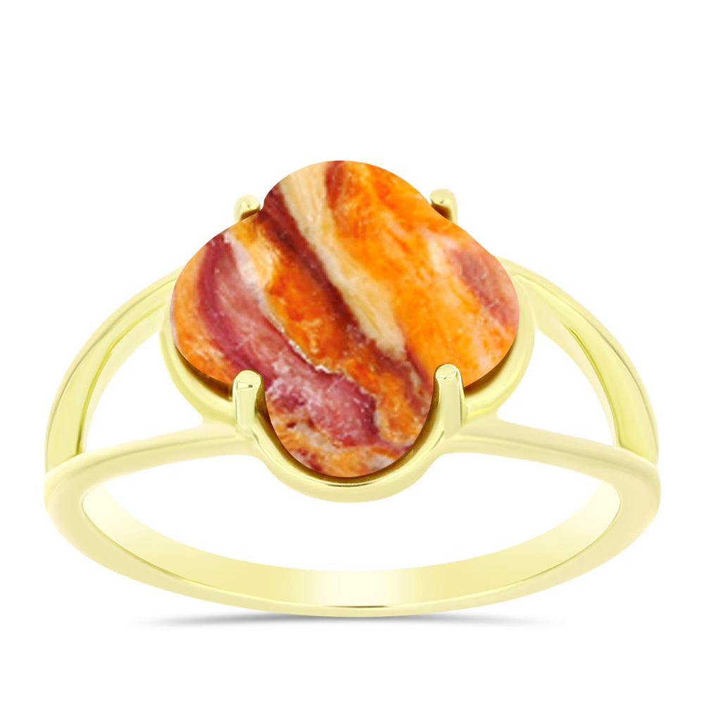 Goldplattierter Silberring mit Löwenpfoten-Jaspis