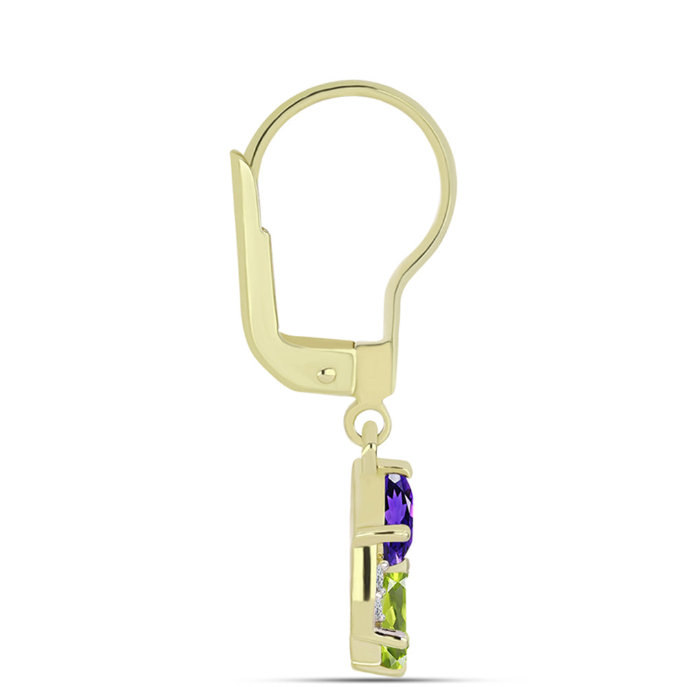 Goldplattierte Silberohrringe mit marokkanischem Amethyst und Peridot aus Changbai 2 