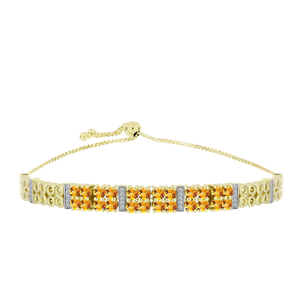 Goldplattiertes Silberarmband mit goldfarbenem Rio Zitrin und weißem Topas 1 