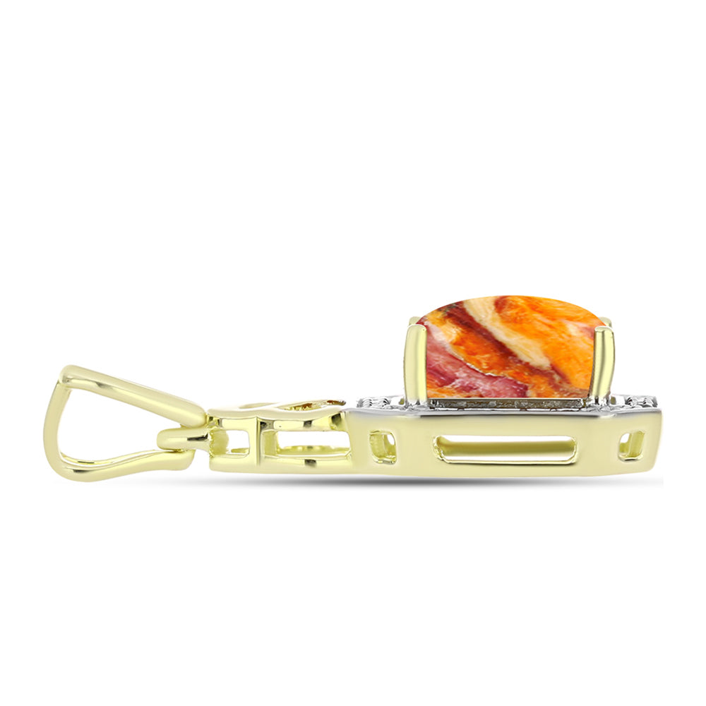 Goldplattierter Silberanhänger mit Löwenpfoten-Jaspis und weißem Topas 2 