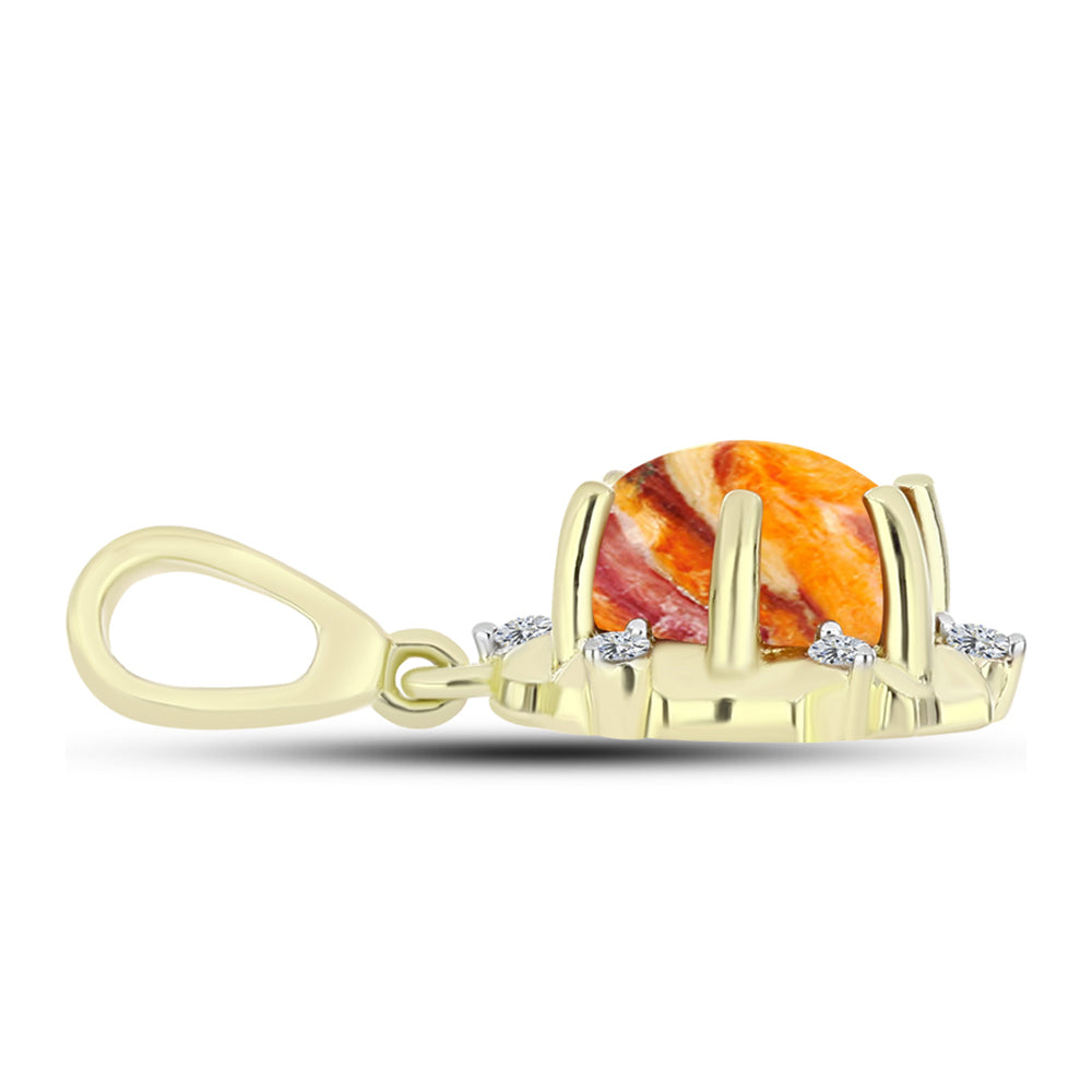 Goldplattierter Silberanhänger mit Löwenpfoten-Jaspis und weißem Topas