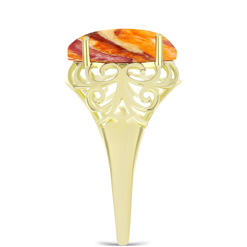 Goldplattierter Silberring mit Löwenpfoten-Jaspis