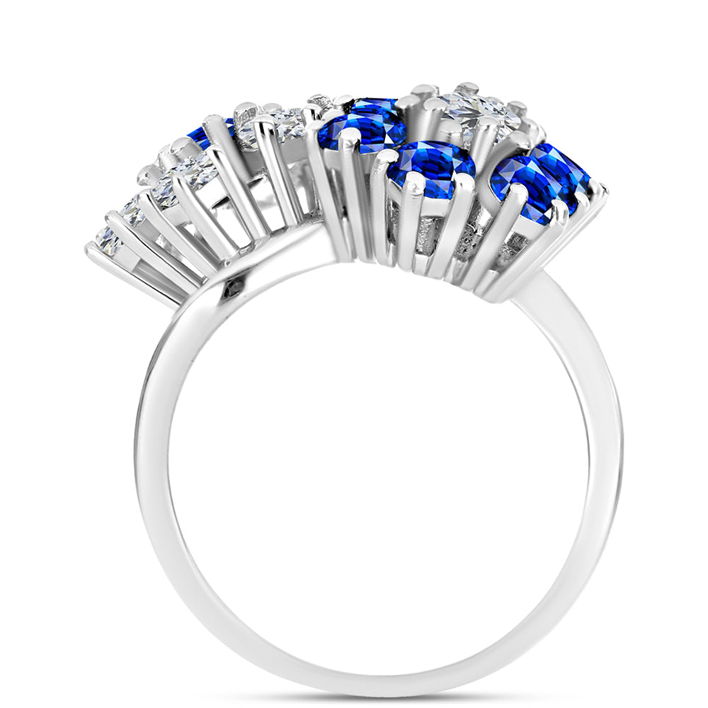 Silberring mit australischem blauem Saphir und weißem Topas