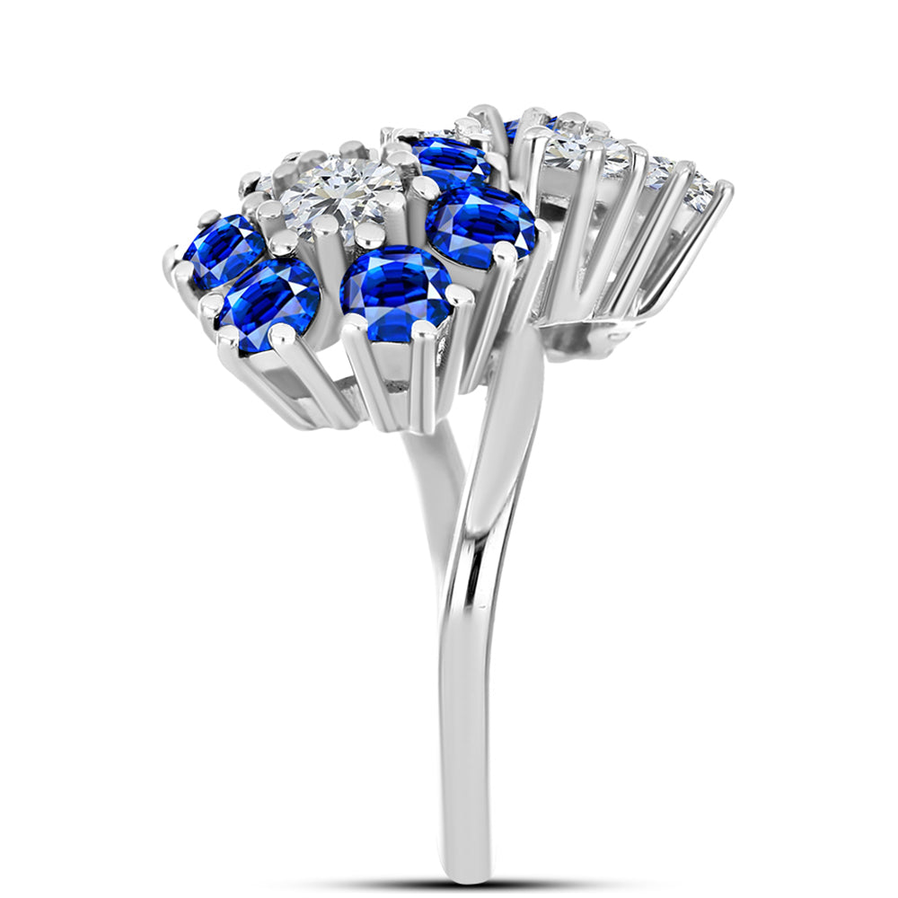 Silberring mit australischem blauem Saphir und weißem Topas