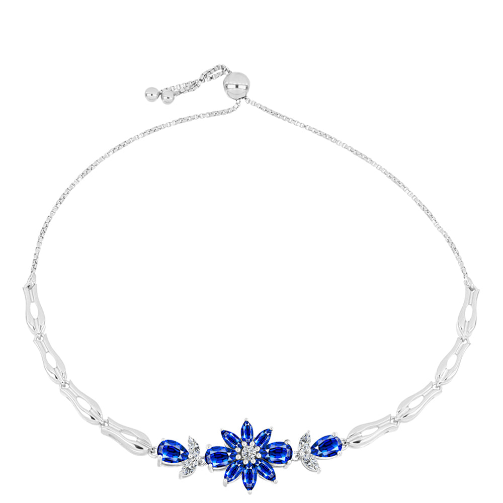 Silberarmband mit australischem blauem Saphir und weißem Topas 1 