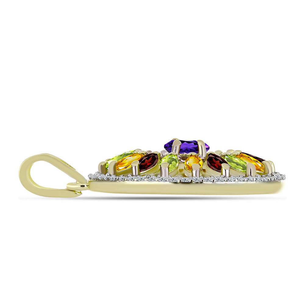 Goldplattierter Silberanhänger mit marokkanischem Amethyst und Zitrin aus dem Ural 2 