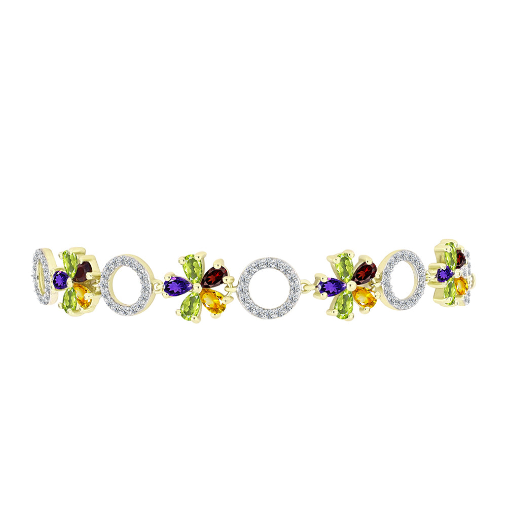 Goldplattiertes Silberarmband mit marokkanischem Amethyst und Zitrin aus dem Ural