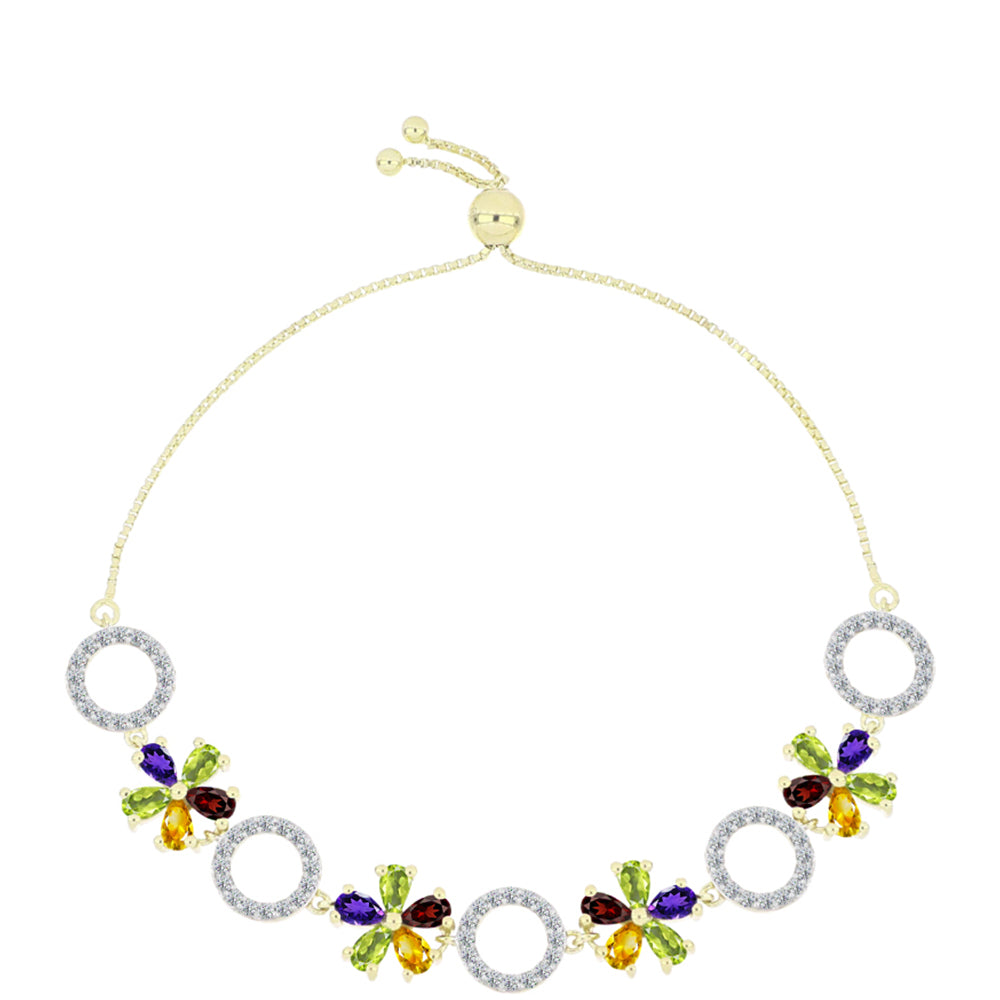 Goldplattiertes Silberarmband mit marokkanischem Amethyst und Zitrin aus dem Ural