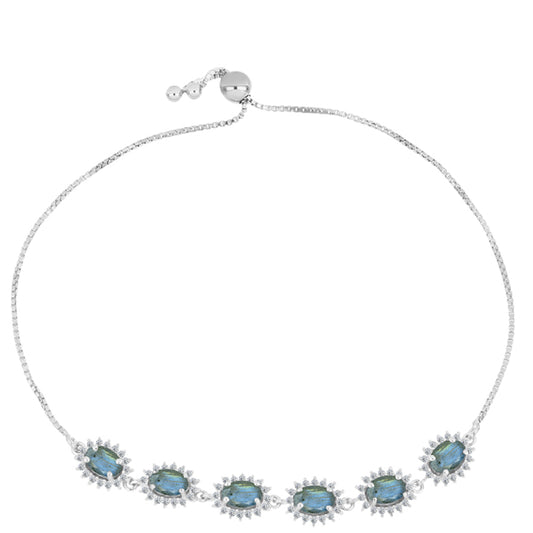 Silberarmband mit Labradorit und weißem Topas