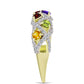 Goldplattierter Silberring mit marokkanischem Amethyst und Zitrin aus dem Ural