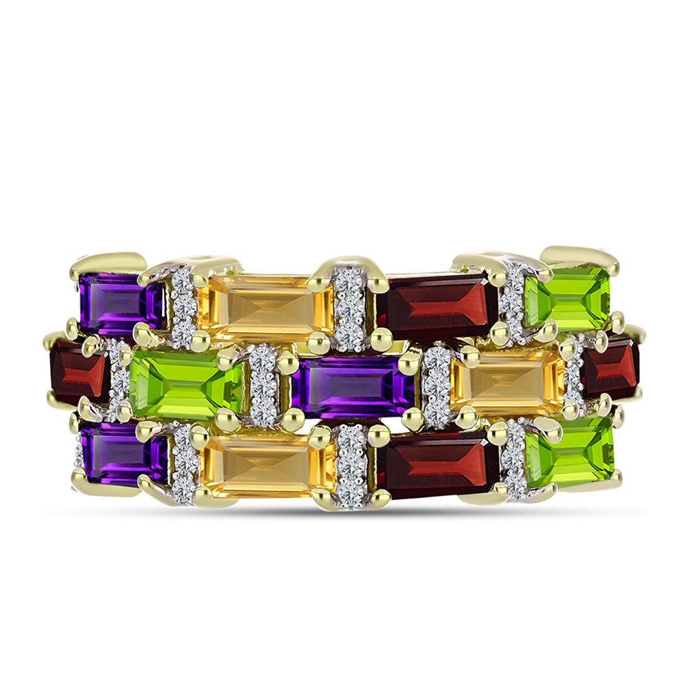 Goldplattierter Silberring mit marokkanischem Amethyst und Zitrin aus dem Ural 1 