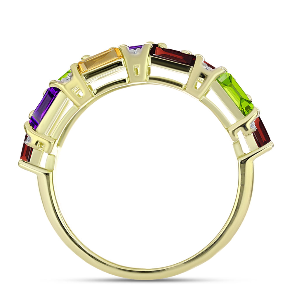 Goldplattierter Silberring mit marokkanischem Amethyst und Zitrin aus dem Ural 2 