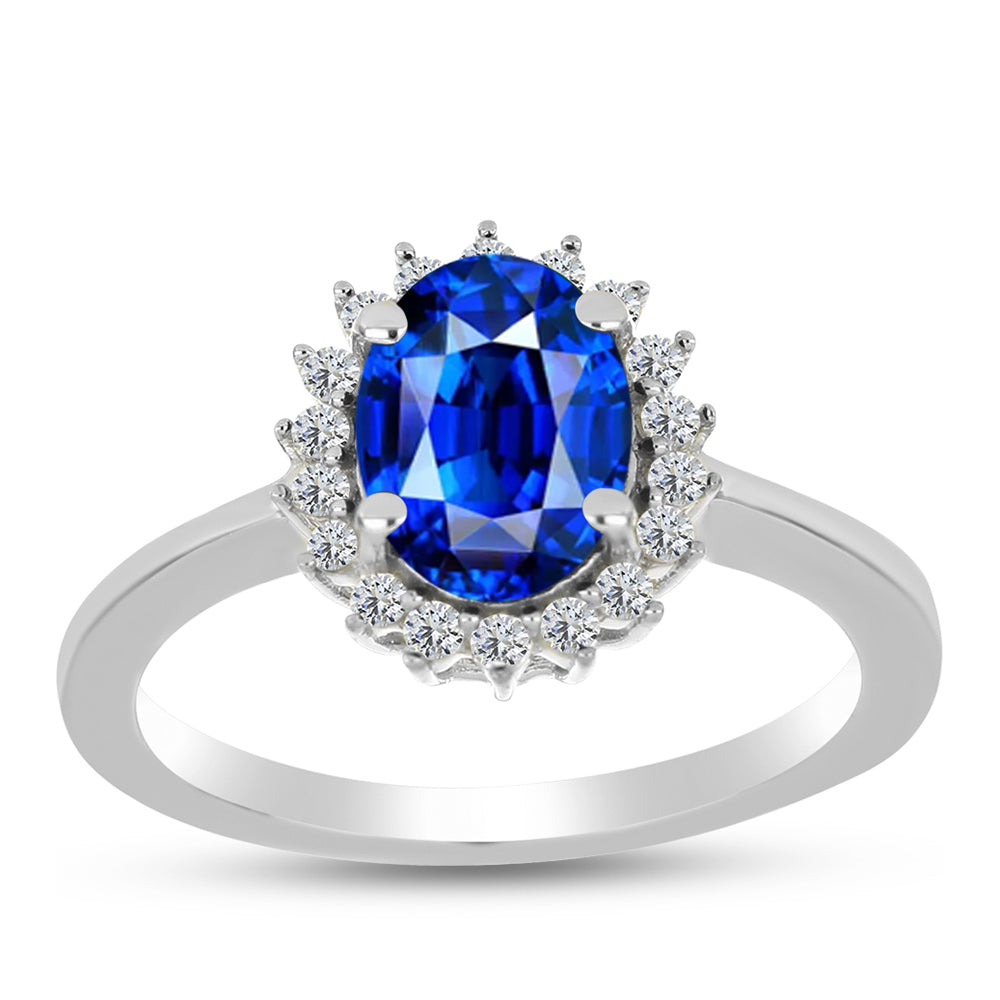 Silberring mit australischem blauem Saphir und weißem Topas