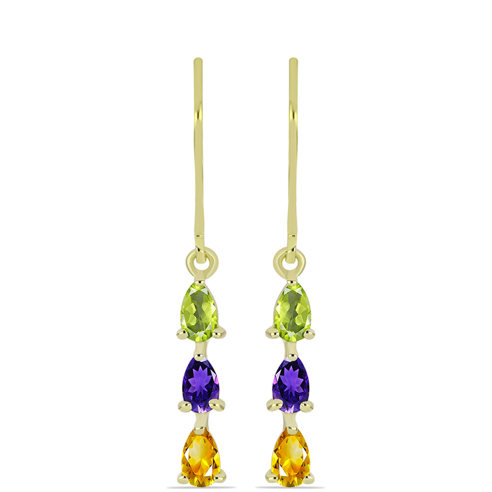 Goldplattierte Silberohrringe mit marokkanischem Amethyst und Zitrin aus dem Ural 1 