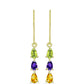 Goldplattierte Silberohrringe mit marokkanischem Amethyst und Zitrin aus dem Ural