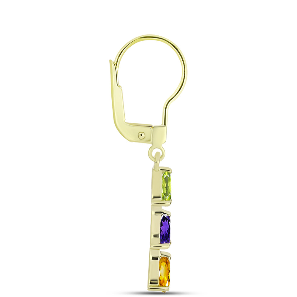 Goldplattierte Silberohrringe mit marokkanischem Amethyst und Zitrin aus dem Ural 2 
