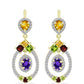 Goldplattierte Silberohrringe mit marokkanischem Amethyst und Zitrin aus dem Ural