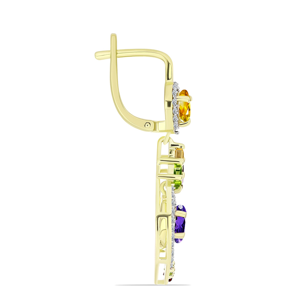 Goldplattierte Silberohrringe mit marokkanischem Amethyst und Zitrin aus dem Ural 2 
