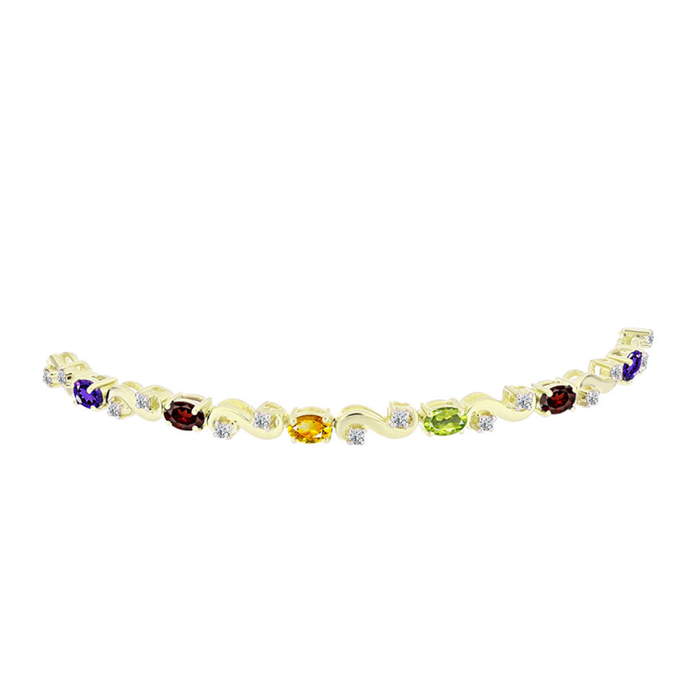 Goldplattiertes Silberarmband mit marokkanischem Amethyst und Zitrin aus dem Ural