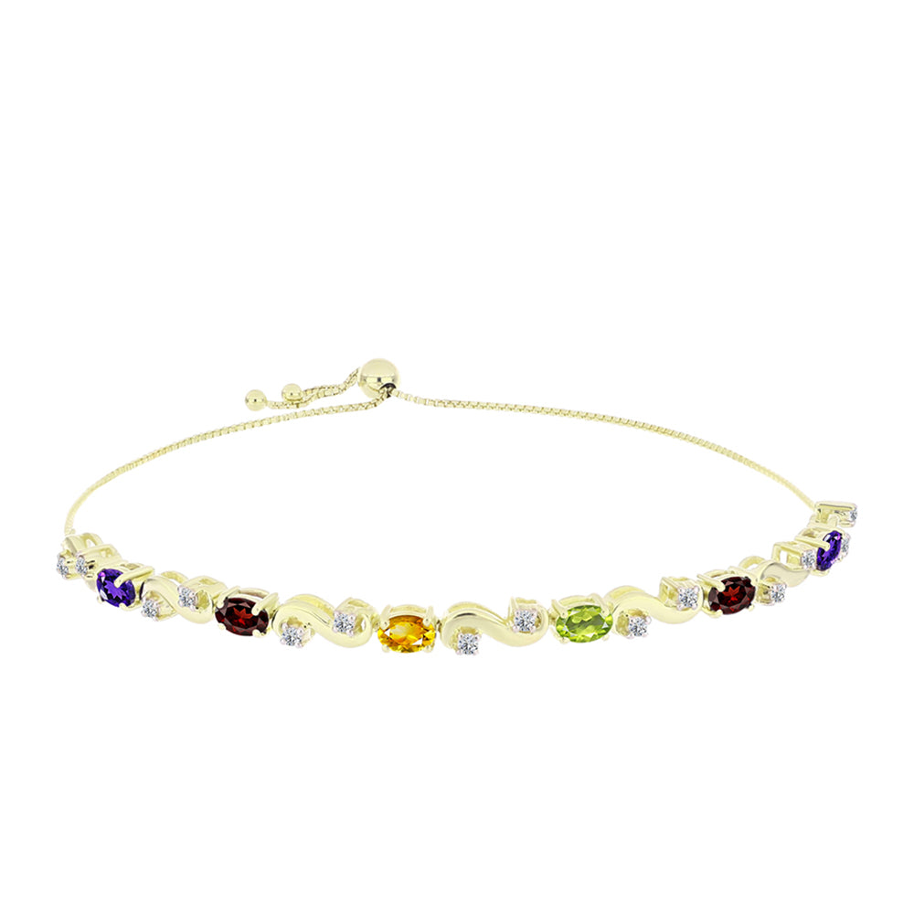 Goldplattiertes Silberarmband mit marokkanischem Amethyst und Zitrin aus dem Ural