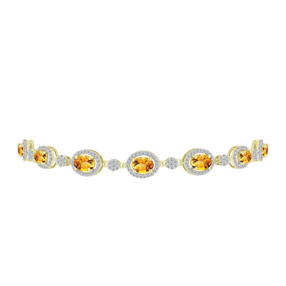 Goldplattiertes Silberarmband mit goldfarbenem Rio Zitrin und weißem Topas