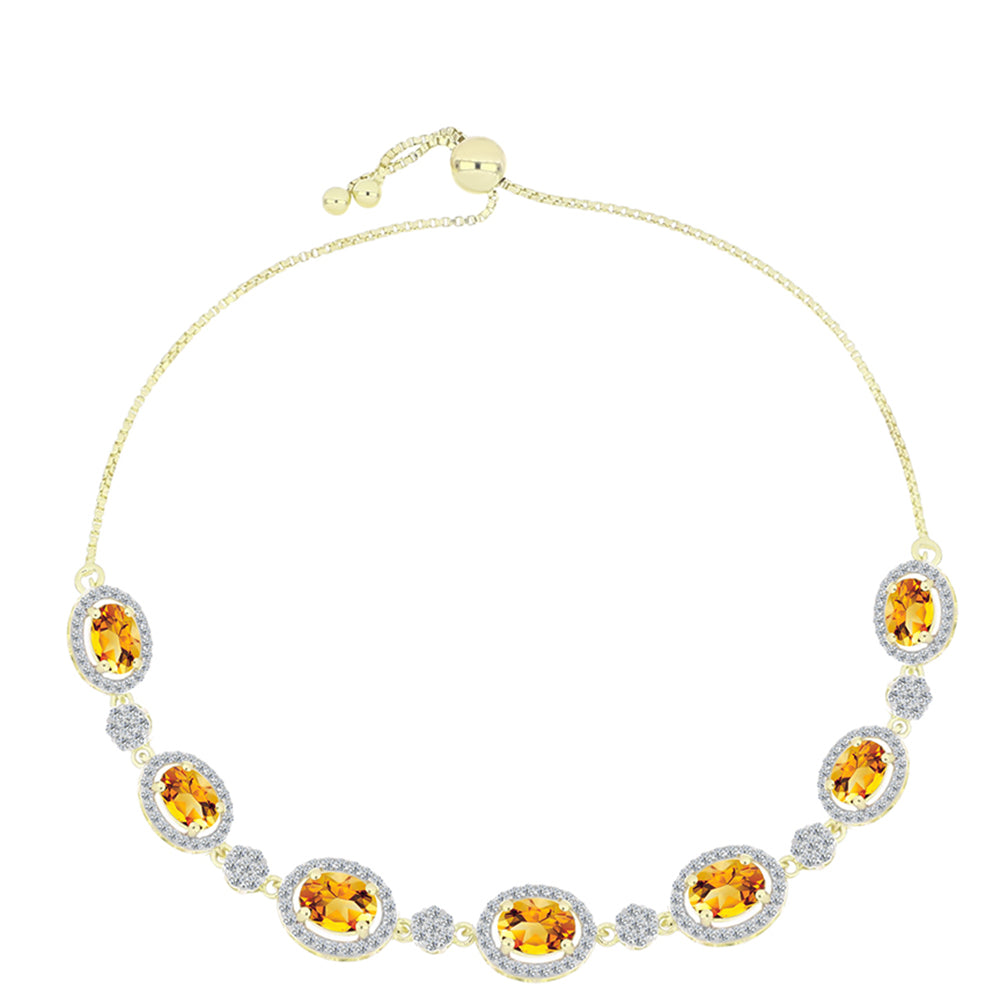 Goldplattiertes Silberarmband mit goldfarbenem Rio Zitrin und weißem Topas 1 