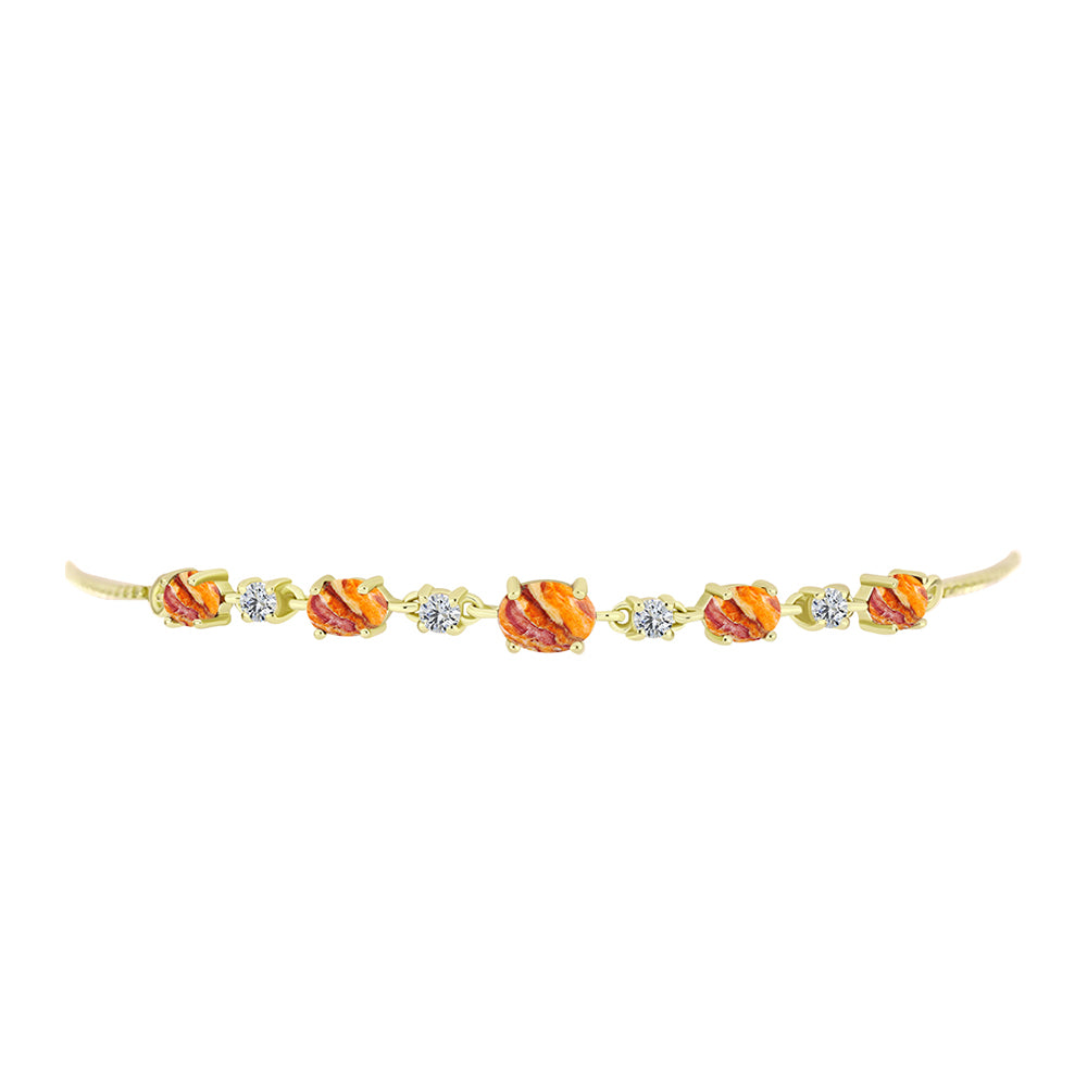 Goldplattiertes Silberarmband mit Löwenpfoten-Jaspis und weißem Topas 2 