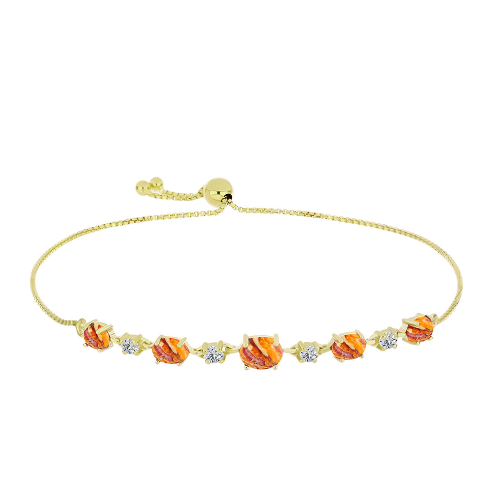 Goldplattiertes Silberarmband mit Löwenpfoten-Jaspis und weißem Topas 1 
