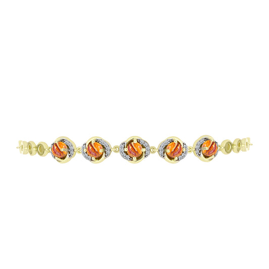 Goldplattiertes Silberarmband mit Löwenpfoten-Jaspis und weißem Topas