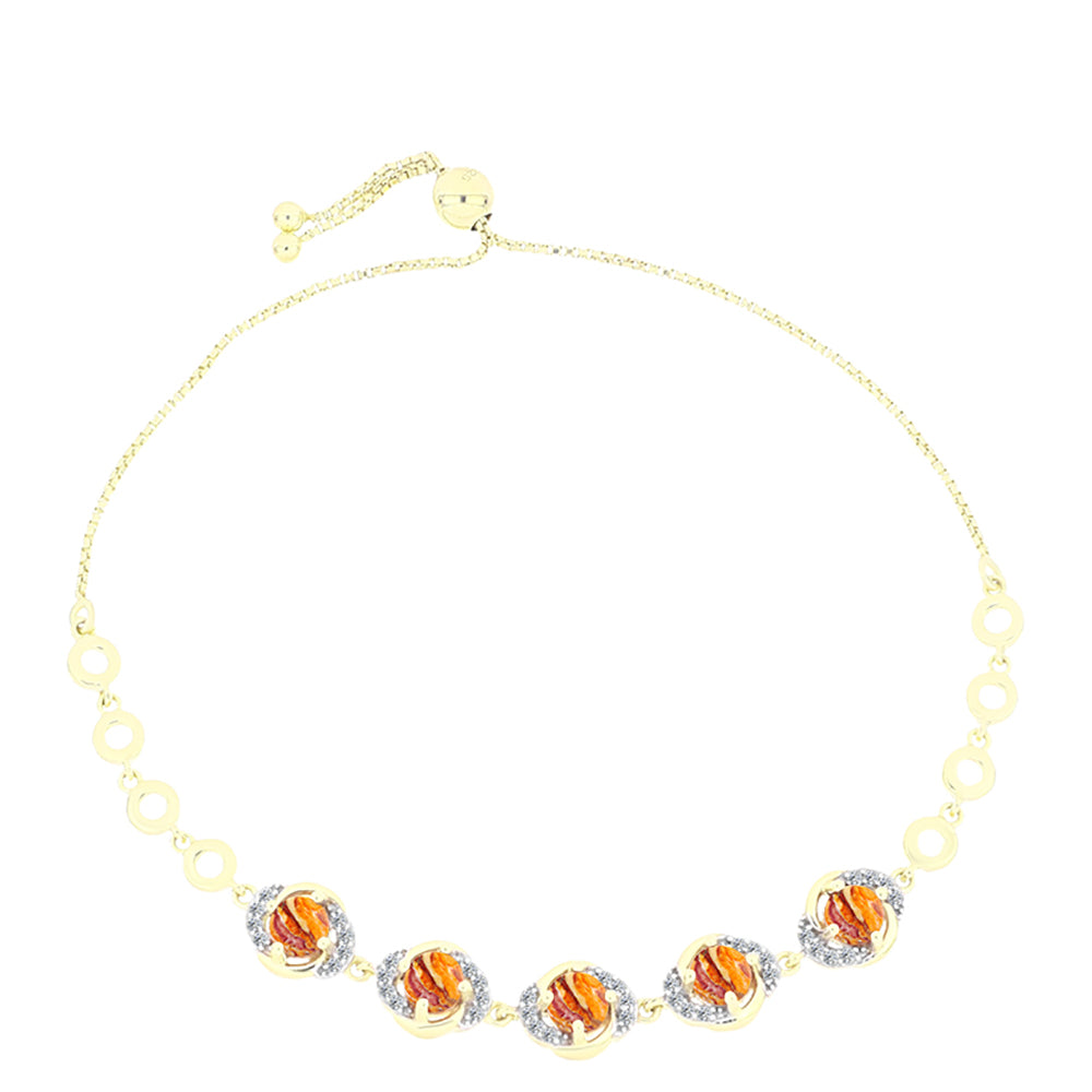 Goldplattiertes Silberarmband mit Löwenpfoten-Jaspis und weißem Topas 1 